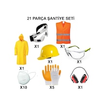 21 Parça Baret Eldiven Seti İle Şantiye Güvenliği