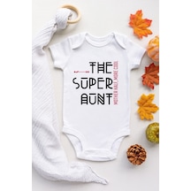 Babylimon Unisex Beyaz The Super Aunt Desenli Kısa Kol Body Beyaz - 103541549 Beyaz