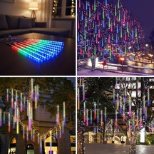 10&amp Apos Lu 45 Cm Uzunluğunda Plastik Meteor 2m Kablo Led Usb Rgb Ağaç Işığı Renk Değiştiren Asmalı Dek Renkli