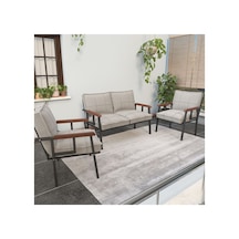 Mygusi Modern Balkon, Bahçe, Cafe, Metal Kanepe Koltuk Takımı , Bahçe Mobilyası, 211 - Krem
