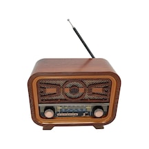 Radyo Retro Ceviz Bluetooth Hoparlör Tf Kart Şarjlı Led N1b2