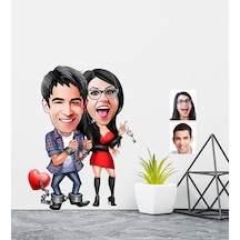 Kişiye Özel Sevgililer Karikatürlü Duvar Sticker 50X70CM 1