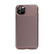 Newface Apple İphone 11 Pro Max Kılıf Auto Focus Karbon Kapak - Kahverengi