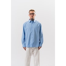 Respire Erkek Poplin Oversize Gömlek Bebe Mavi Bebek Mavi