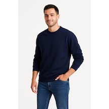 Freedom Storee Erkek 3 İplik Pamuklu Düz Bisiklet Yaka Sweatshirt - Lacivert Çok Renkli