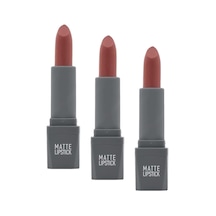 Yoğun Renk Veren Uzun Süre Kalıcı Nemlendirici Kadifemsi Mat Ruj - Lipstick 407 Dusty Rose 3 Paketi 0