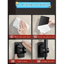 Kendinden Yapışkanlı Duş Başlığı Askısı / El Duşu Tutucu / Duş Mafsalı / Dayanıklı Paslanmaz Krom Kaplama Abs Plastik Malzeme Not: Ürünü Yapıştırmadan Önce Alanı Temizleyiniz Siyah 6998