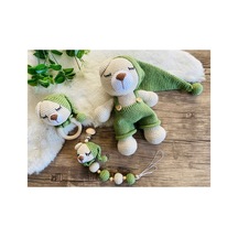 Adenya Sepeti Amigurumi Örgü Masal Ayıcık Üçlü Set-yeşil
