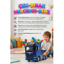 Mercedes Actroc Çek-bırak Mekanizmalı Metal Gerçekçi Tasarımlı Devrilebilir Kabinli Oyuncak Tır Mavi