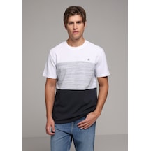 Colin's Colins Regular Fit Yuvarlak Yaka Çizgili Erkek Lacivert Kısa Kol Tişört Cl1080515 Q1.v2 Nav
