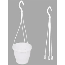 Katı Plastik Makrome Askılı Saksı 10 Adet Beyaz 16 Cm, Mkr1203202491 Diğer