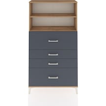 Arges Dolap 2 Raflı 4 Çekmeceli 88x30x163 Çam-antrasit Atlas Çam