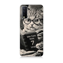Vivo Y11s Uyumlu Kitap Okuyan Kedi Desenli Silikon Kılıf