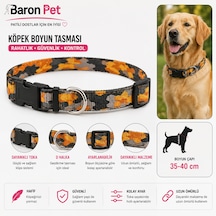 Köpek Boyun Tasması 35-40 Cm Kamuflaj Desenli Klips Tokalı Ayarlanabilir - Turuncu Çok Renkli