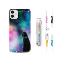 Apple Uyumlu iPhone 13 Kılıf Kablo Koruyuculu Window Cat 1787