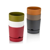 Poliwork Begonya 21 cm Renkli Plastik Tabaklı Saksı