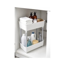 2 Katlı Plastik Düzenleyici Raf Beyaz Mutfak Dolap İçi Raf Banyo Rafı Masa Altı Organizer Çok Amaçlı Saklama Düzenleyici 30 X 17,5 X 40,5 Cm Beyaz Beyaz
