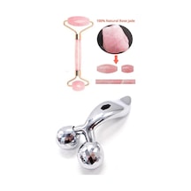 Pembe Kuvars Jade Roller Yüz Masaj Taşı Gençleştirici & 3d Massager Sıkılaştırıcı Masaj Aleti Karışık