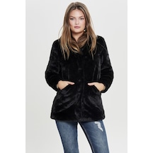 Only Kadın Kürklü Peluş Mont - 15164600 Siyah