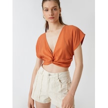 Koton Crop Bluz Büzgü Detaylı Turuncu 2sak60291cw Turuncu