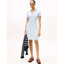 Tommy Hilfiger Kadın 1985 İkonik Şerit Detaylı Dar Kesim Polo Mavi Elbise Ww0ww45740c3q Mavi