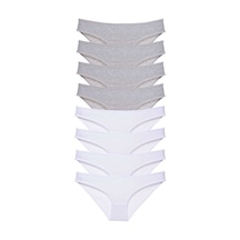 8 Adet Süper Eko Set Likralı Kadın Slip Külot Gri Beyaz Standart