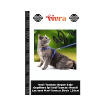 Kedi Tasması Boyun Bağı Gezdirme İpi Keditasması Renkli Lacivert Mavi Kırmızı Siyah 120cm