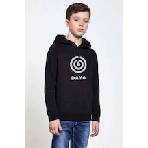 Tshirthane Day 6 Baskılı Unisex Çocuk Kapüşonlu Siyah Sweatshirt (528624874) Siyah