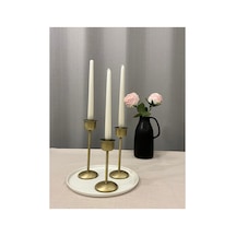 Gold Rengi Bloom 3'lü Şamdan & Mumluk Seti Pirinç Kaplama - 820385533 Pirinç Kaplama