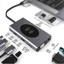 14in1 USB Port Hub HDMI VGA SD TF RJ45 3.5 MM Type-C