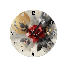 Söğüt Kırmızı Gül Şekilli Duvar Saati Kırmızı