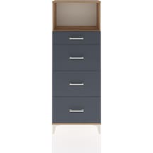 Arges Dolap Tek Raflı 4 Çekmeceli 60x30x163 Çam-antrasit Çam