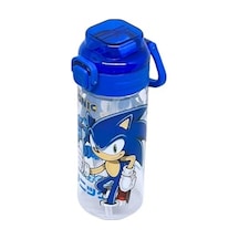 500ml Sonic Temalı Desenli Yumuşak Silikon Pipetli Kulplu Kilitlenebilir Su Matarası 0