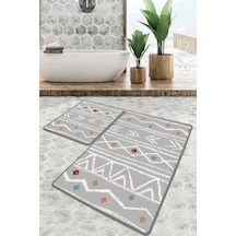 Ballocco Banyo Halısı Djt 2 Li Set Banyo Paspası Kaymaz Tabanlı Klozet Takımı Çok Renkli