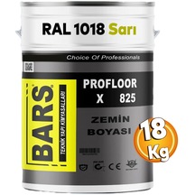 Bars Profloor 825 Hibrit Reçine Esaslı Dayanıklı Zemin Boyası Yer Otopark Boyası Ral 1018 Sarı 18 KG