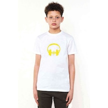 Tshirthane Dj Headphone Baskılı Unisex Çocuk Beyaz Tshirt