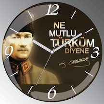 Atatürk Ne Mutlu Türküm Diyene Sessiz Duvar Saati Çok Renkli