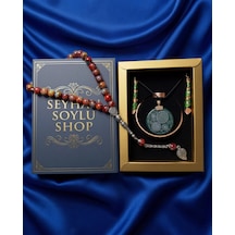Özel Tasarım Kitap Kutulu Kadın Bakır Takı Seti Ve Tesbih Kombini - Kolye Küpe Bileklik Yüzük 5 Parça Otantik Şık Hediyelik - Doğum Günü Yıl Dönümü Anneler Günü Kadınlara Özel Gösterişli Hediye - N-00076