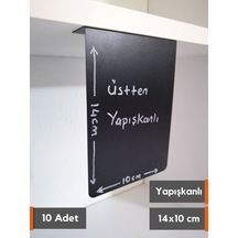 10 Ad Pvc Karatahta Siyah Etiket Pano 14x10 Cm Yapışkanlı İsimlik