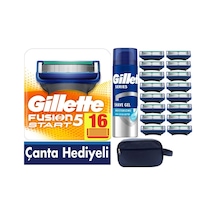 Fusion Start 16 Yedek Tıraş Bıçağı + Gillette Jel 200 ML + Çanta