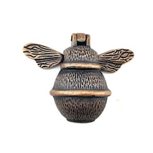 Antika Tarz Dekoratif Pirinç Arı Kapı Tokmağı, Taktak - Küçük, 123x150mm, Antik