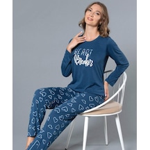 Uzun Kol Mevsimlik Pijama Takımı Viskon Alperi 790-56 İndigo