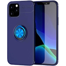 Kilifone - İphone 12 Pro Uyumlu Kılıf Koruyucu Yüzüklü Karbon Ravel Silikon Kapak - Mavi - T14211