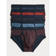 Marks & Spencer 5'li Desenli Brief Seti T14006812s Bordo