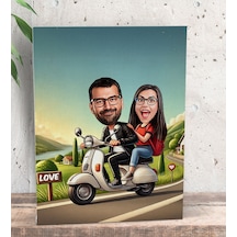 Bk Gift Kişiye Özel Motorcu Çift Karikatürlü Kanvas Tablo-1 15x20 , Sevgiliye Hediye, Sevgililer Günü Hediyesi Kobitmeyencom33763 Bk Gift