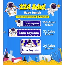 Uzay Temalı Okul Kreş Kişiye Özel İsim Etiket Seti - Model 521 Çok Renkli