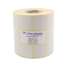 Eko Termal Etiket, 30mm X 25mm 3000 Adetli 3lü Yan Yana Sarılmış Rulolar 40mm Kuka Çapında Dire 1