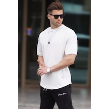 Madmext Ekru Basic Oversize Erkek Tişört 7012-ekru Ekru