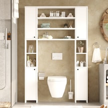 Robin Home Opal Çok Amaçlı Tuvalet Banyo Dolabı Kapaklı Rafı Beyaz