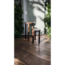 Ahşap 2 Li Set Mantar Yan Sehpa Fiskos / Çiçeklik Modern Ceviz Renk Ceviz